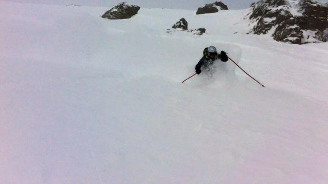 Elaine skiing powder